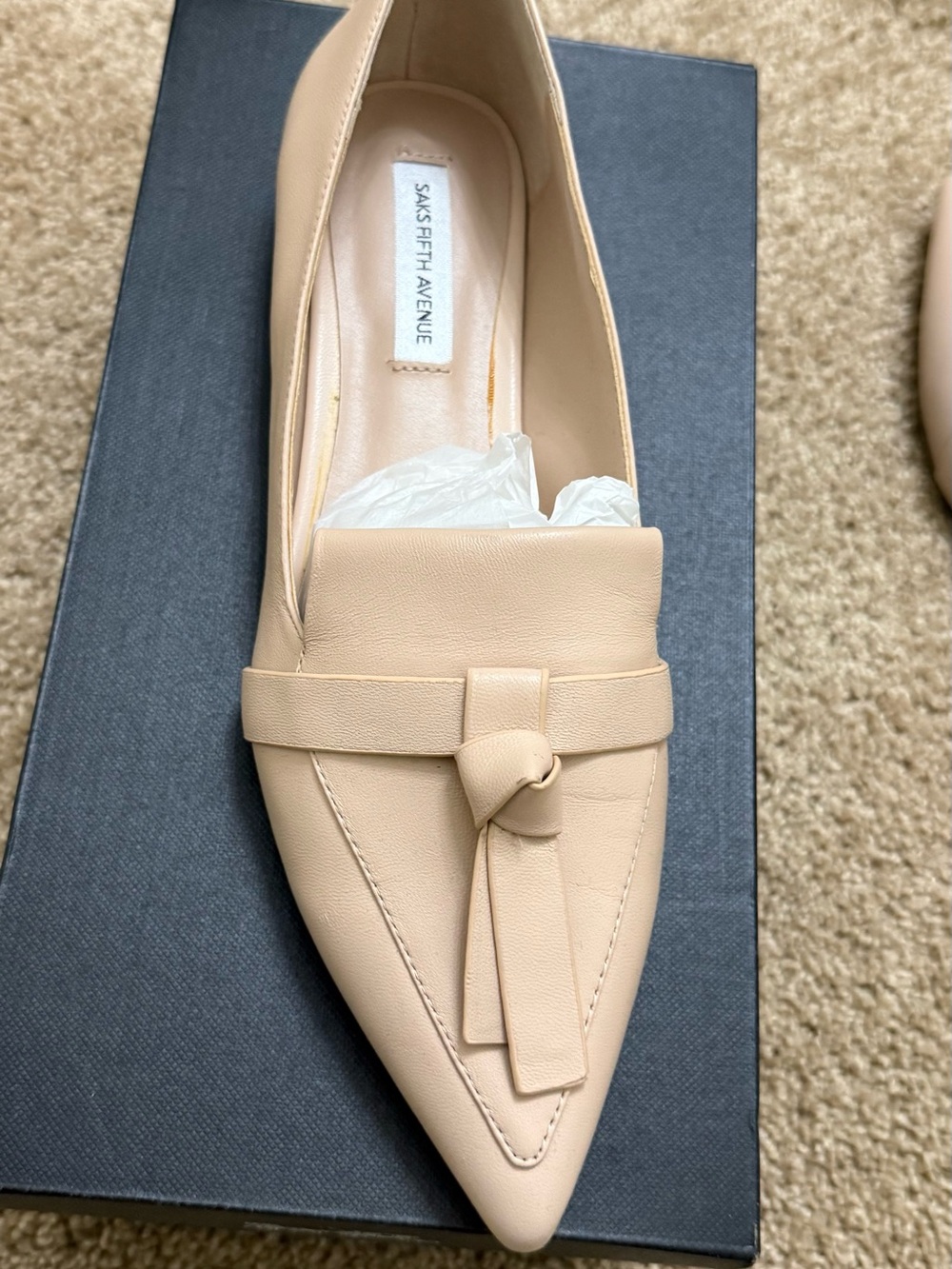Saks Fifth Avenue Nude Pointed-Toe Knotted Loafer